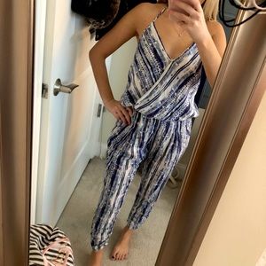 Blue and White Patterned Romper